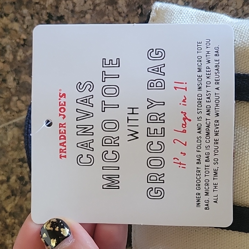 Trader Joe's Micro Tote With Grocery Bag - Picture 4 of 5
